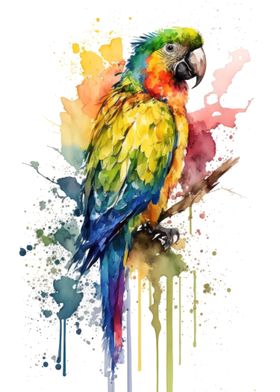 Parrot in watercolor