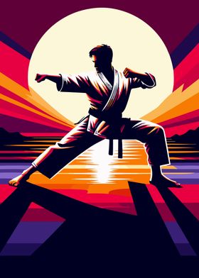 Karate sunset wpap pop art