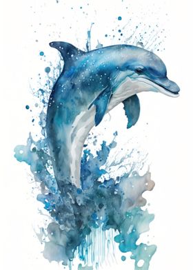 Dolphin in watercolor