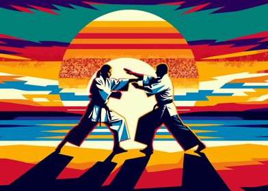 Aikido fight wpap sunset