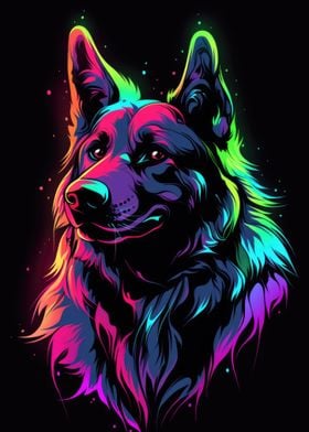 Dog Animal Neon Pet Friend