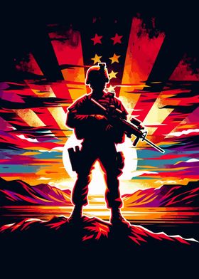 Marine Corps sunset art