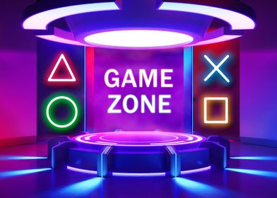 Game Zone Neon Poster