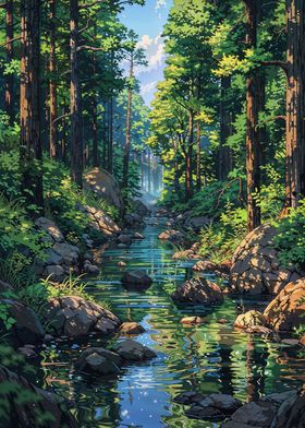 Anime River Forest Fantasy