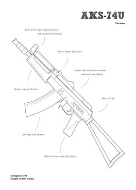 AKS74U rifle gun cod white