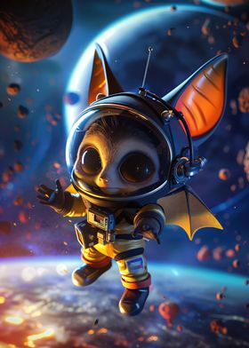 Cute Bat Astronaut