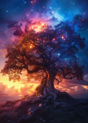 Beautiful Tree and Nebula