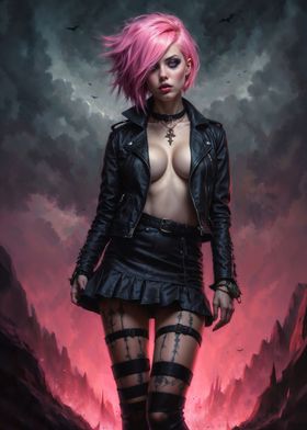 Sexy Pink Punk Woman