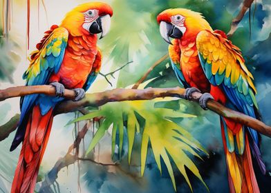 Exotic Parrot watercolor