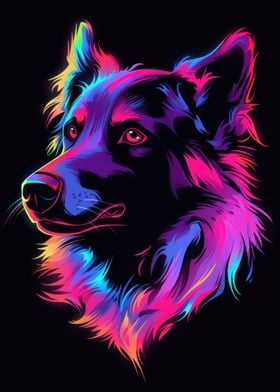 Dog Animal Neon Pet Friend