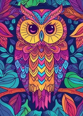 Vibrant abstract owl