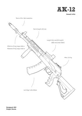 AK12 rifle gun Cod white