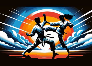 Karate fight wpap sunset