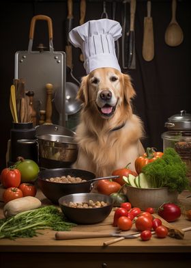 Funny Dog cooking kitchen