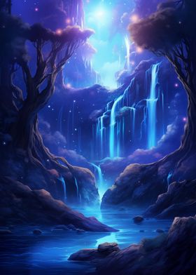 Waterfall Landscape Art 