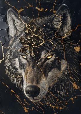 wolf dripping gold