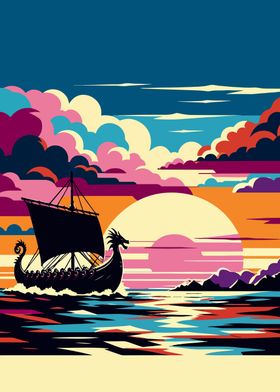 Drakkar Viking wpap sunset