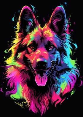 Dog Animal Neon Pet Friend