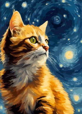 Starry Night Cat 