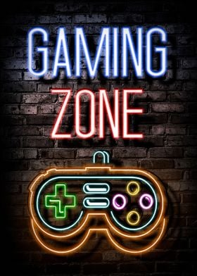 Gaming Zone Neon Poster