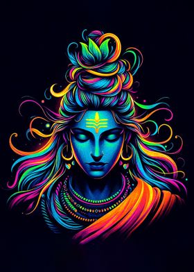 Shiva Neon Painting