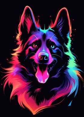 Dog Animal Neon Pet Friend