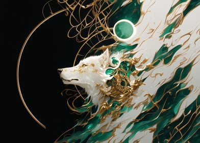 kintsugi white wolf head