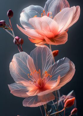 two crystal pink flowers 