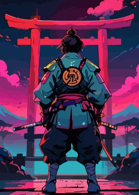 samurai with japan gate