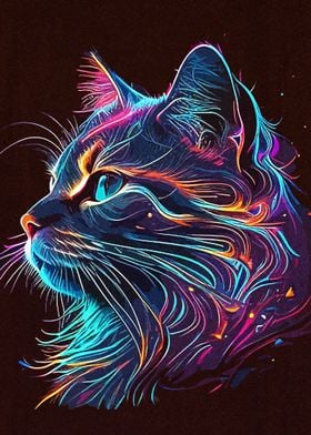 Neon Art Cat