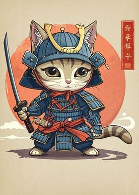 Cat Samurai Warrior Japan