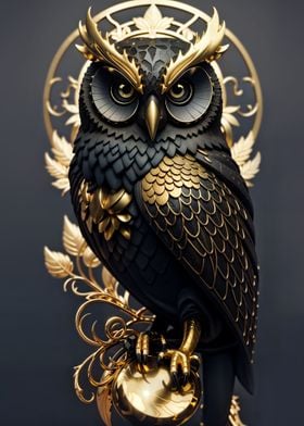 Black and Gold Owl