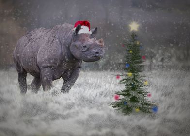 A rhino Christmas