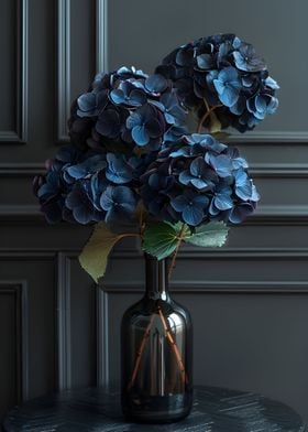 Blue Flowers Dark Wall
