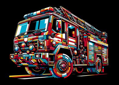 fire truck wpap pop art 