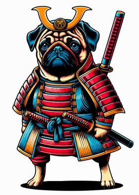 pug samurai funny