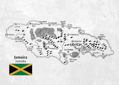 Handdrawn Jamaica Map
