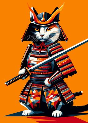 cat samurai wpap pop art