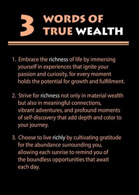 3 words of true wealth