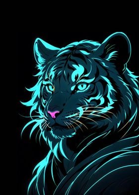 Tiger Neon Cyan Outline