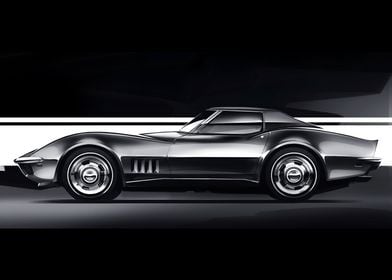 Classic Corvette C3 sketch