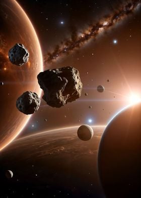 Asteroids on space