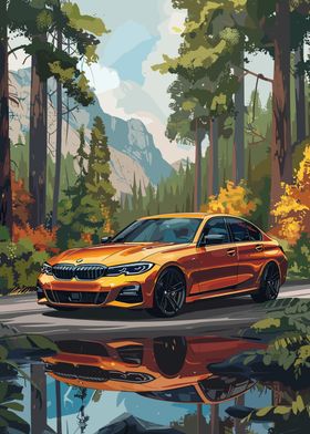 Yellow BMW M340i Forest