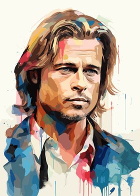 Brad Pitt Watercolor Paint
