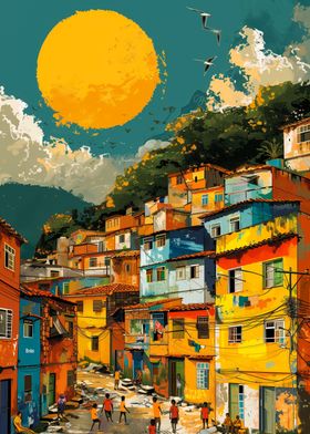 Sunset in Brazil Favelas