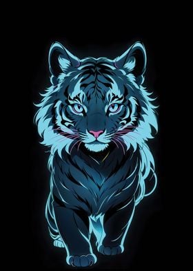 Baby Tiger Neon Outline