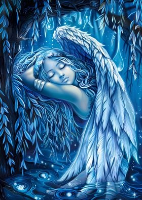 Sleepy Angel in Blue Glow