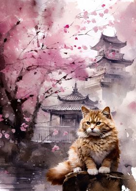 cherry blossom cat 