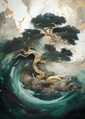 Golden Bonsai Tree Fall 