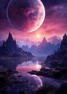 Violet blue alien planet